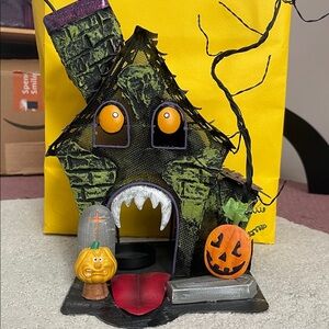 Halloween Metal Haunted House Decorative Votive Candle Holder NWOT